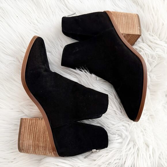 BP x NORDSTROM | Black Suede Pointed Toe Booties Brown Heel | Size 9.5 - Picture 2 of 8